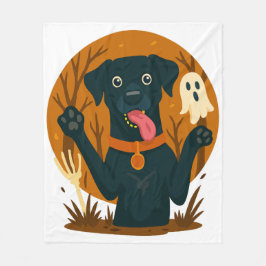 Cobertor De Velo Spooky Cute Black Dog with Ghost 
