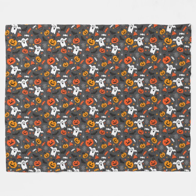 Cobertor De Velo Spooky Halloween Pattern Fleece Blanket (Frente (Horizontal))