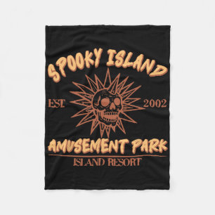 Cobertor De Velo Spooky Island Est 2002 Amusement Park Skull Hallow