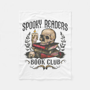 Cobertor De Velo Spooky Readers Book Club Horror Skull Halloween