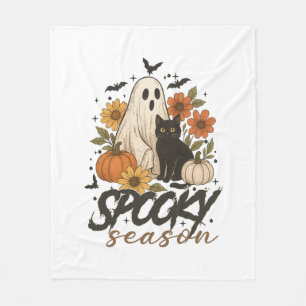 Cobertor De Velo Spooky Season Ghost Retro Spooky Floral Halloween