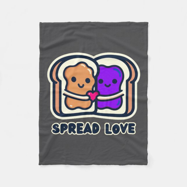 Cobertor De Velo Spread Love Peanut Butter And Jelly Valentine Desi (Frente)