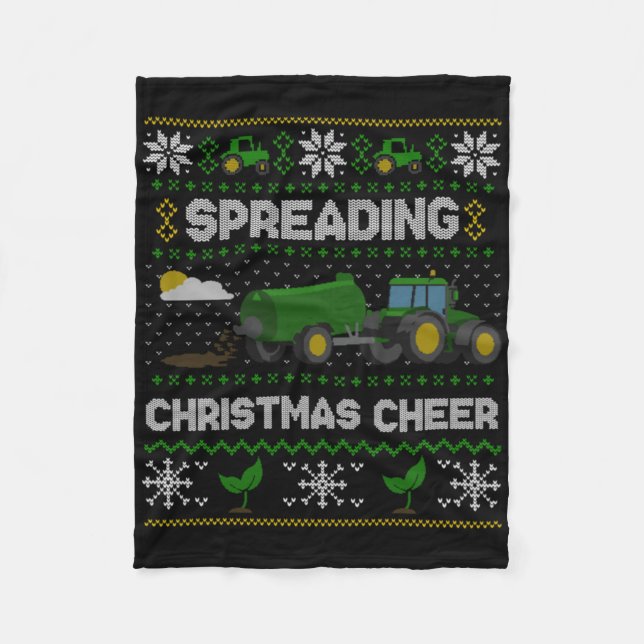 Cobertor De Velo Spreading Christmas Cheer Farming Tractor Ugly Swe (Frente)