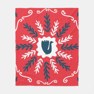 Cobertor De Velo Spring, Merry Christmas folk doodle art square til