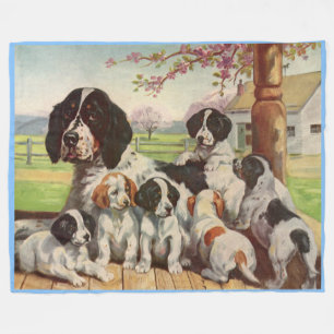 Cobertor De Velo Springer Spaniel e filhotes