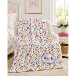 Cobertor De Velo Sprinkles Coloridos Nome Personalizado