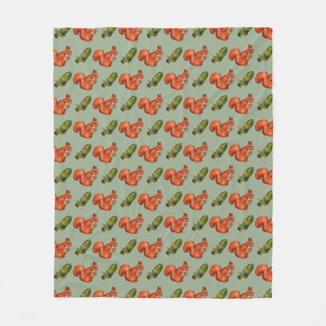 Cobertor De Velo Squirrel and Acorn Pattern Green (Frente)