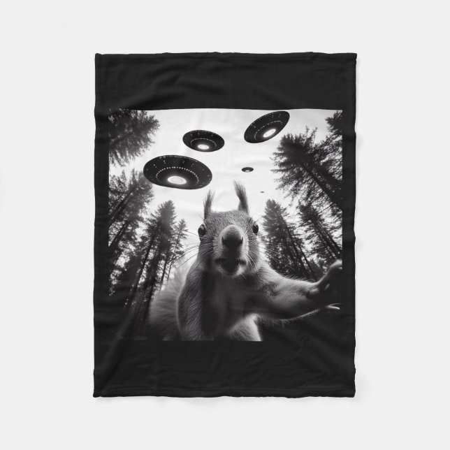 Cobertor De Velo Squirrel Selfie With Alien Ufo Funny For Men Women (Frente)