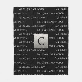 Cobertor De Velo Sr. e Sra. Nome Monograma Preto Branco