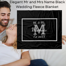 Cobertor De Velo Sr. Elegante e Sra. Name Black Wedding