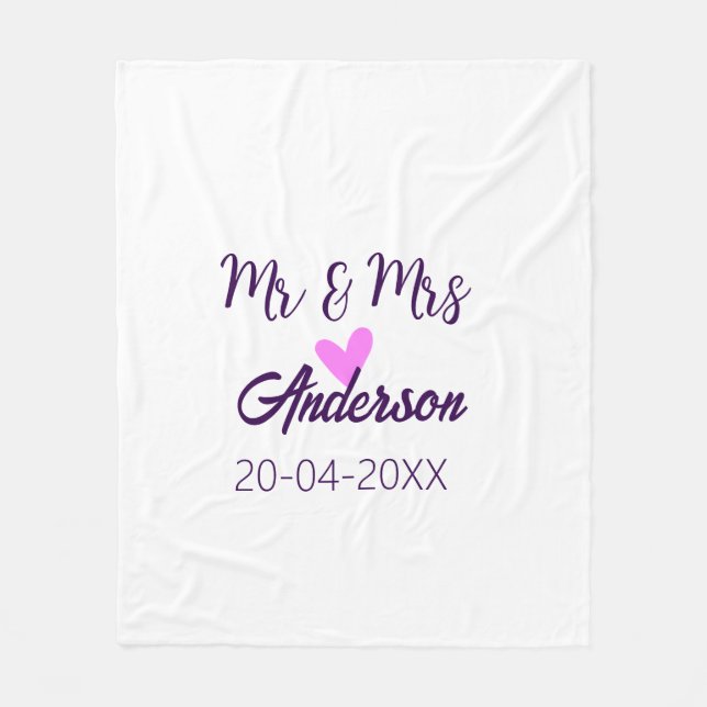 Cobertor De Velo Sr & Sra adicionar sobrenome data ano lembrança de (Frente)