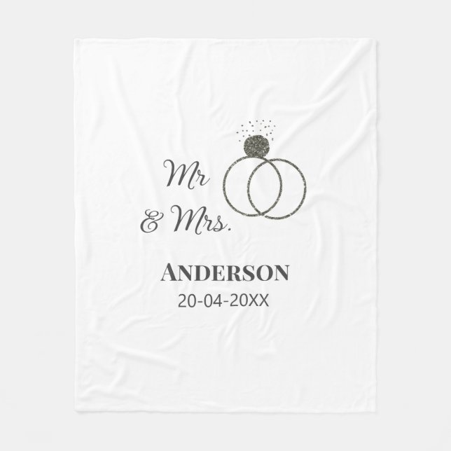 Cobertor De Velo Sr & Sra adicionar sobrenome data ano lembrancinha (Frente)