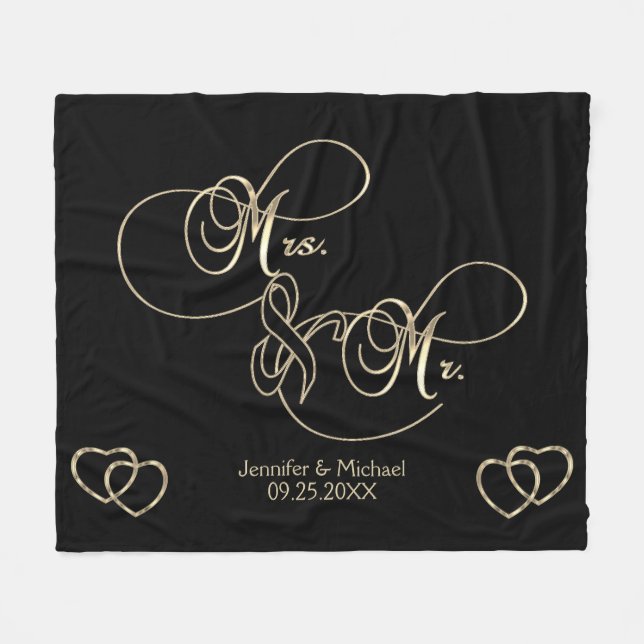 Cobertor De Velo Sr. & Sra. Wedding - Personalizado (Frente (Horizontal))