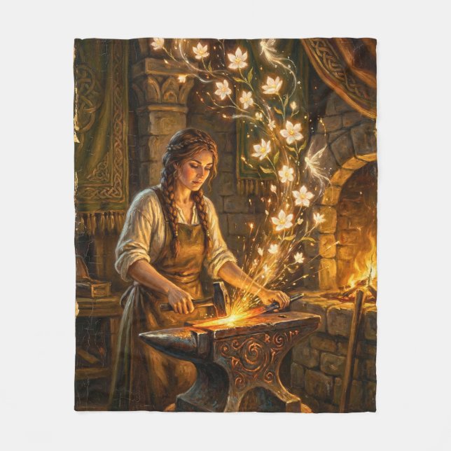 Cobertor De Velo St Brigid Blacksmith Fairies Flowers Fantasy Art (Frente)