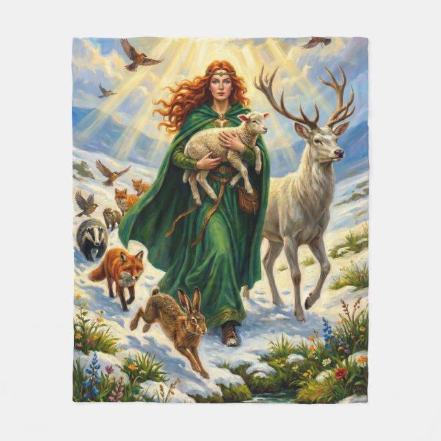 Cobertor De Velo St Brigid Spring Goddess Woodland Animals Imbolc (Frente)