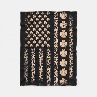 Cobertor De Velo St patricks day american flag shamrock leopard