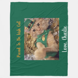 Cobertor De Velo St Patrick's Day Leprechaun Cat 