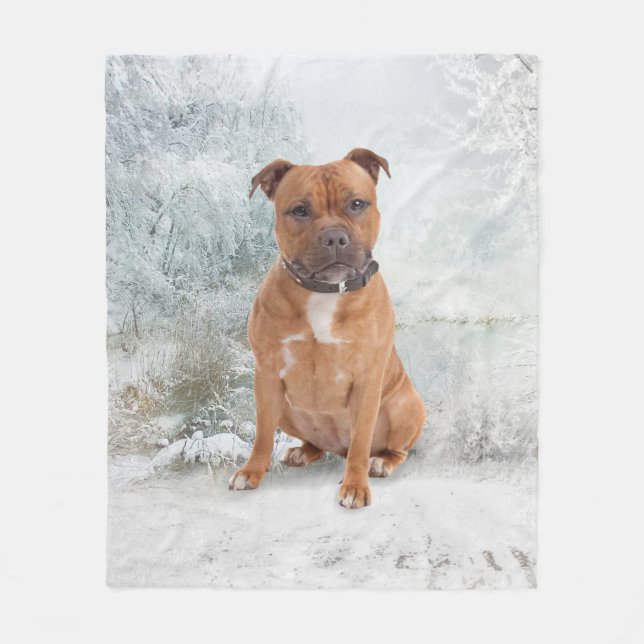 Cobertor De Velo Staffie Christmas Fleece Blanket (Frente)