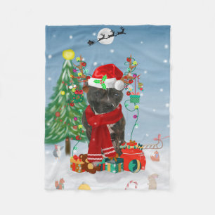 Cobertor De Velo Staffordshire Bull Terrier Dog Snow Christmas