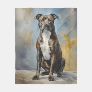 Cobertor De Velo Staffy dog Portrait