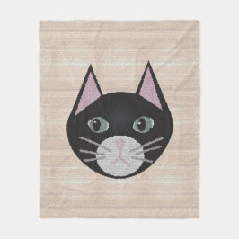 Cobertor De Velo Stained Glass Black Cat, Beige