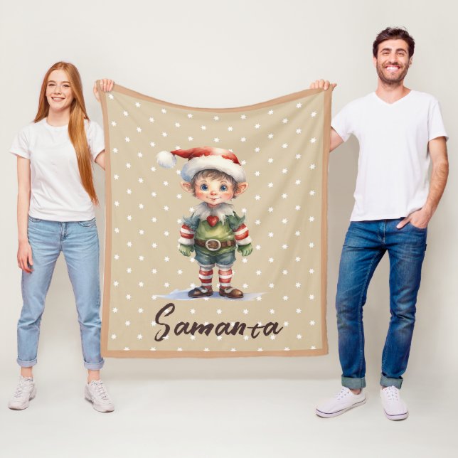 Cobertor De Velo Star pattern gnome blue beige name (In Situ)