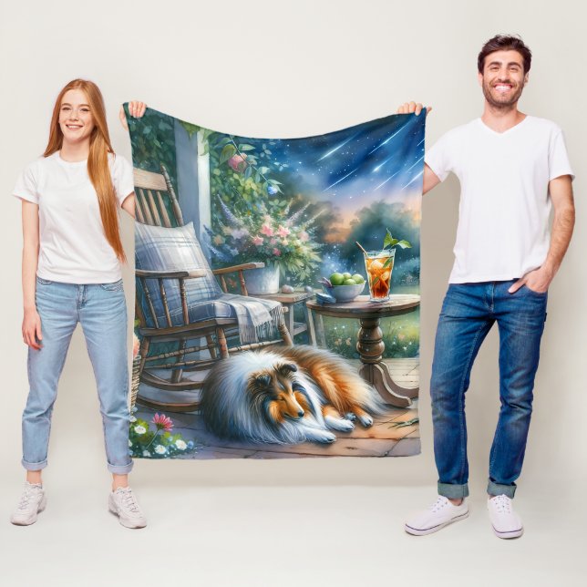 Cobertor De Velo Starlit Garden Porch Sheltie Dream (In Situ)