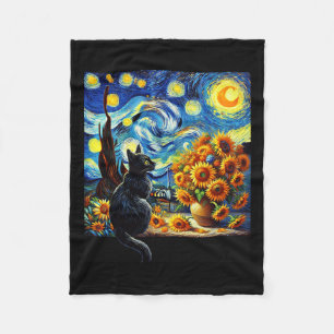 Cobertor De Velo Starnight Vincent Van Gogh Sunflower Cat Lover
