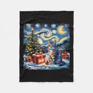 Cobertor De Velo Starry Night Christmas Non-pedigreed Cat Van Gogh