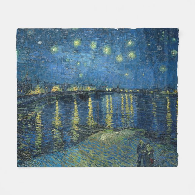 Cobertor De Velo Starry Night Over the River Rhone (por van Gogh) (Frente (Horizontal))
