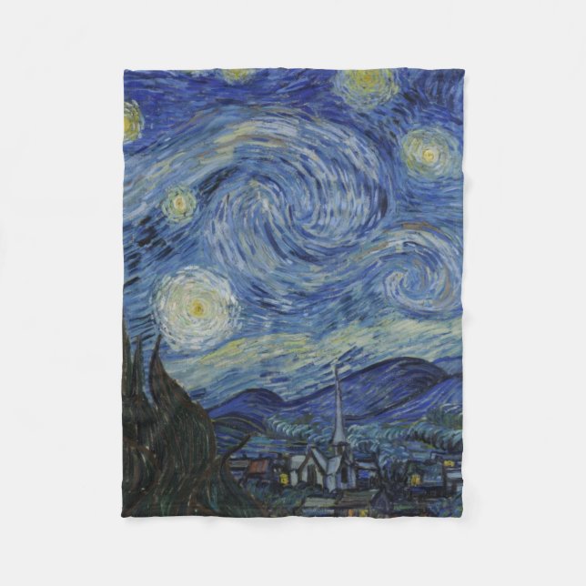 Cobertor De Velo Starry Night por Vincent Van Gogh (Frente)