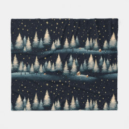 Cobertor De Velo Starry Winter Forest Fleece Blanket