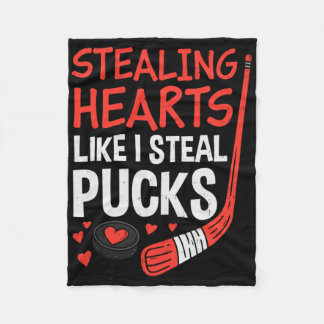 Cobertor De Velo Stealing Hearts Stealing Pucks Hockey Valentines D