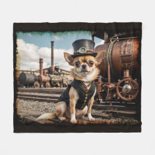 Cobertor De Velo Steampunk Chihuahua e Train