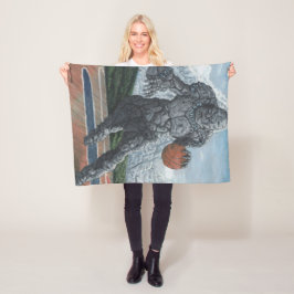 Cobertor De Velo Stone Golem Jogando Basquete Fantasia Art Blanket