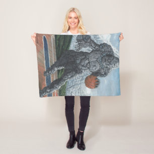 Cobertor De Velo Stone Golem Jogando Basquete Fantasia Art Blanket