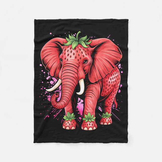 Cobertor De Velo Strawberry Elephant Italian Brain Rot Meme Birthda (Frente)