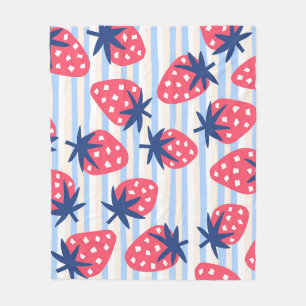 Cobertor De Velo Strawberry Line Art: Padrão Doce Sem Olho