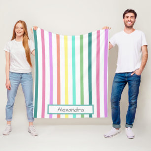 Cobertor De Velo Stripe Arco-íris com Nome
