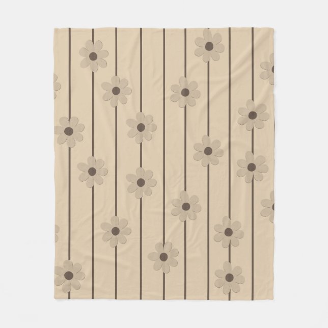 Cobertor De Velo Stripes Beige Tropical de Verão Botânico (Frente)