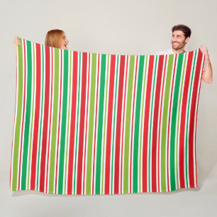 COBERTOR DE VELO STRIPES DE NATAL BRANCO VERDE VERMELHO