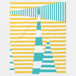 Cobertor De Velo Stripes em Stripes - Turquesa e Amarelo