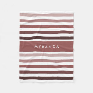 Cobertor De Velo Stripes Horizontais Elegantes com Nome em Castanho