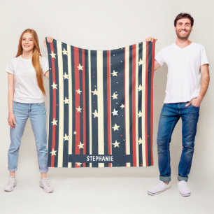 Cobertor De Velo Stripes Vermelhos, Brancos e Azuis com Estrelas (2