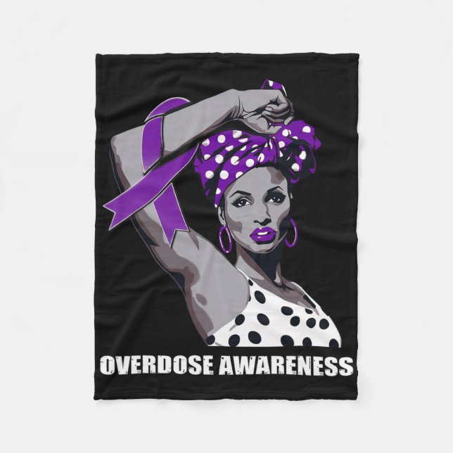 Cobertor De Velo Strong Afro Mom Overdose Awareness  (Frente)