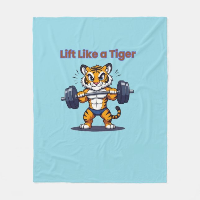 Cobertor De Velo **Strong Tiger – Cute Tiger Lifting Weights Illust (Frente)