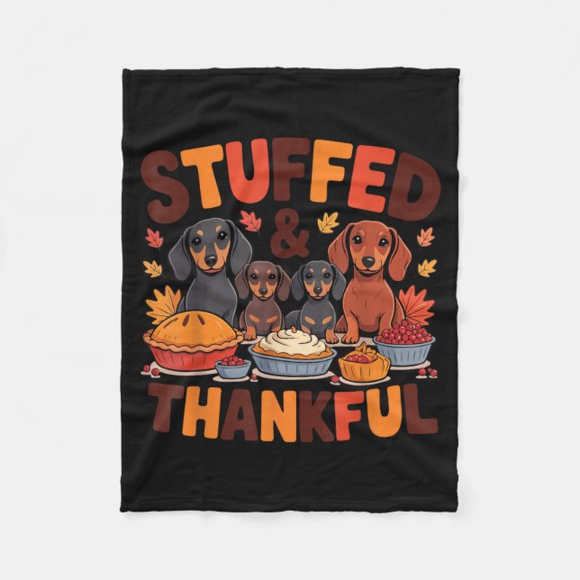 Cobertor De Velo Stuffed And Thankful Dachshund Funny Thanksgiving  (Frente)