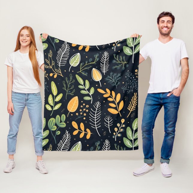 Cobertor De Velo Stylish Green and Yellow Foliage Pattern  (In Situ)