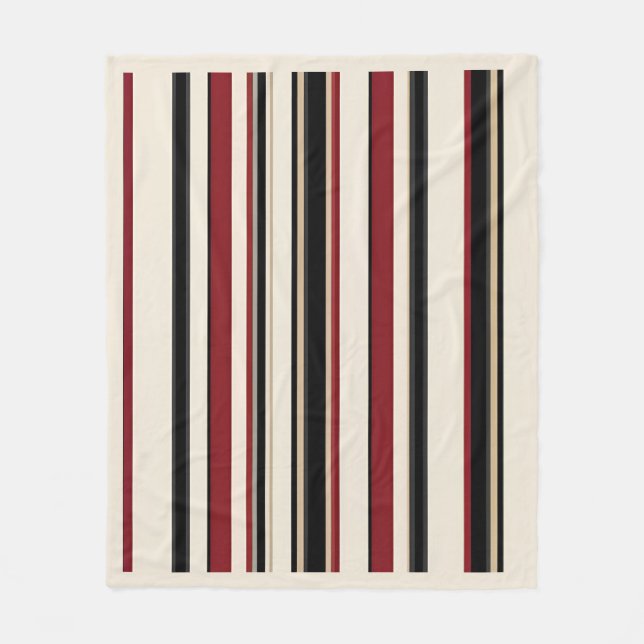 Cobertor De Velo Stylish Striped Black Red Cream (Frente)