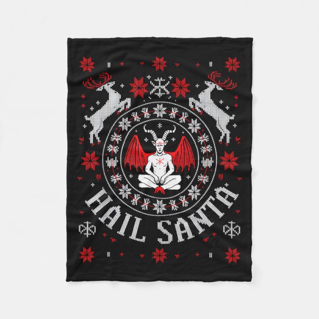 Cobertor De Velo Suave de Natal Feio da Camiseta de Santa Meditando (Frente)